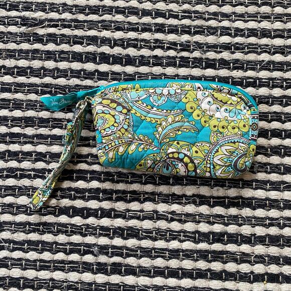 🌿Vera Bradley Quilted Green Blue Wallet Wristlet Phone Eyeglass Holder Purse - Picture 1 of 8